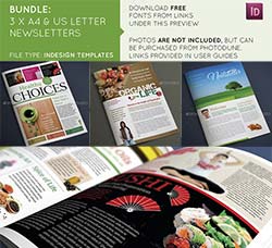 国外indesign模板－时事周刊(3套合集版)：Newsletters Bundle